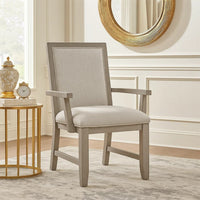 Ion Dining Armchair Set of 2, Padded Polyester Seat, Mist Gray Wood - BM344812