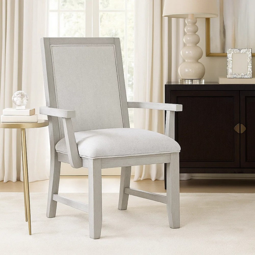 Ion Dining Armchair Set of 2, Padded Polyester Seat, Mist Gray Wood - BM344812