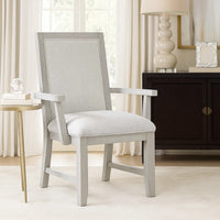 Ion Dining Armchair Set of 2, Padded Polyester Seat, Mist Gray Wood - BM344812