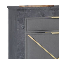 Semy Nightstand, 2 Gold Accented Drawers, Gray Marble Laminate - BM344813