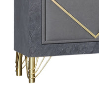 Semy Nightstand, 2 Gold Accented Drawers, Gray Marble Laminate - BM344813