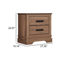 Covy Nightstand, 2 Drawers w Bar Handles, Bracket Feet, Natural Brown - BM344814
