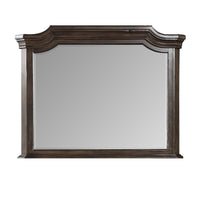 Lynda Dresser Mirror, 44 Inch Low Distortion, Walnut Brown Crown Molding - BM344815