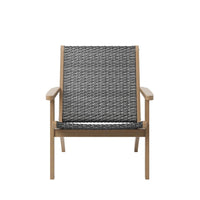 Rady Patio Side Armchair Set of 2, Gray Wicker, Brown Solid Wood - BM344817