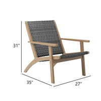 Rady Patio Side Armchair Set of 2, Gray Wicker, Brown Solid Wood - BM344817