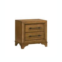 Tey Nightstand, 2 Drawers w Long Black Handles, Honey Brown - BM344818