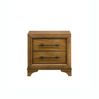 Tey Nightstand, 2 Drawers w Long Black Handles, Honey Brown - BM344818