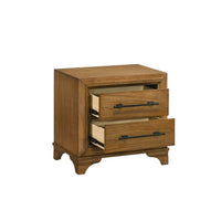 Tey Nightstand, 2 Drawers w Long Black Handles, Honey Brown - BM344818