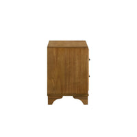 Tey Nightstand, 2 Drawers w Long Black Handles, Honey Brown - BM344818