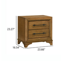 Tey Nightstand, 2 Drawers w Long Black Handles, Honey Brown - BM344818