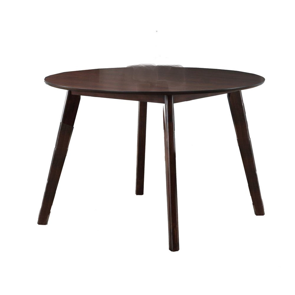 Tery Dining Table, 47 Inch Round Top, Angled Legs, Cherry Brown Wood - BM344819