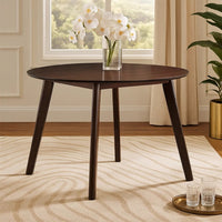 Tery Dining Table, 47 Inch Round Top, Angled Legs, Cherry Brown Wood - BM344819