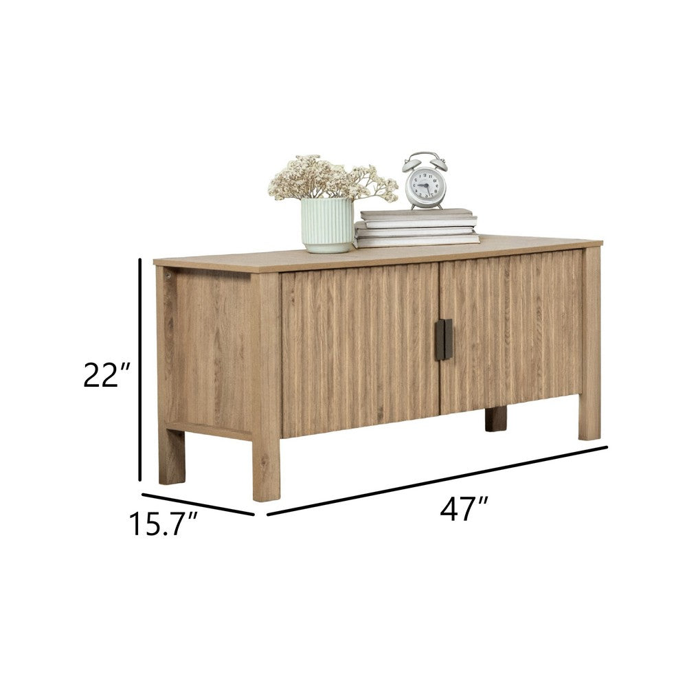 Hay TV Media Console, 47 Inch, 2 Doors w Adjustable Shelves, Beige - BM344820