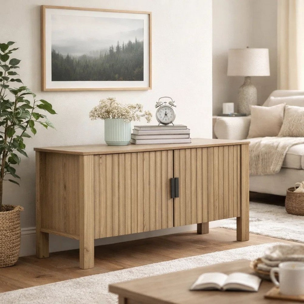 Hay TV Media Console, 47 Inch, 2 Doors w Adjustable Shelves, Beige - BM344820