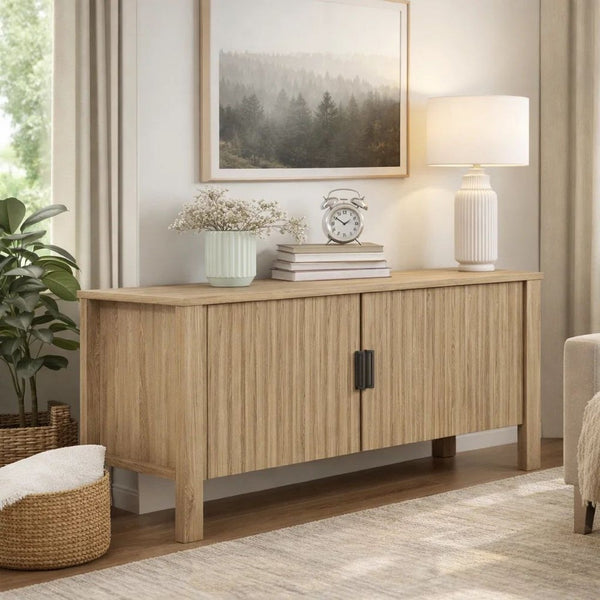 Hay TV Media Console, 47 Inch, 2 Doors w Adjustable Shelves, Beige - BM344820