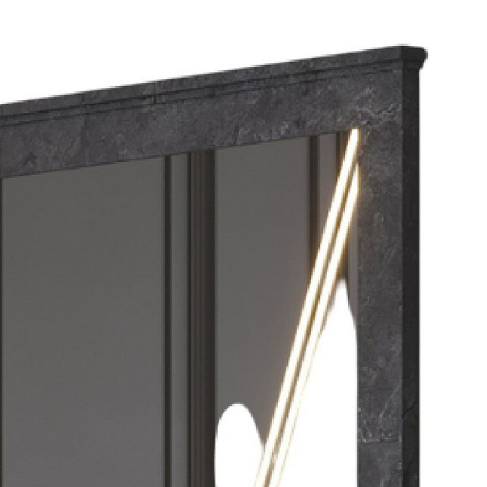 Semy Dresser Mirror, 40 Inch Lighted Gray Marble Frame, Low Distortion - BM344821
