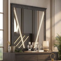 Semy Dresser Mirror, 40 Inch Lighted Gray Marble Frame, Low Distortion - BM344821