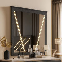 Semy Dresser Mirror, 40 Inch Lighted Gray Marble Frame, Low Distortion - BM344821