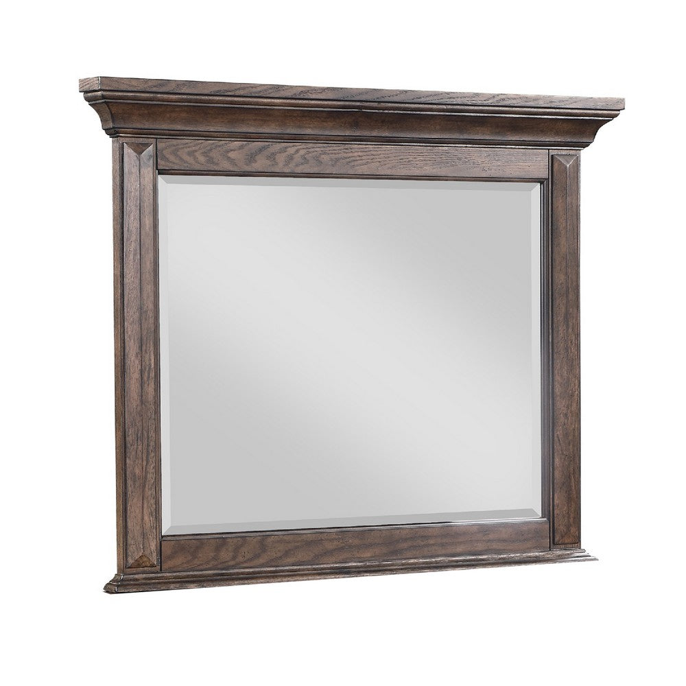Vesy Dresser Mirror, 48 Inch, Low Distortion Glass, Walnut Brown Wood - BM344823