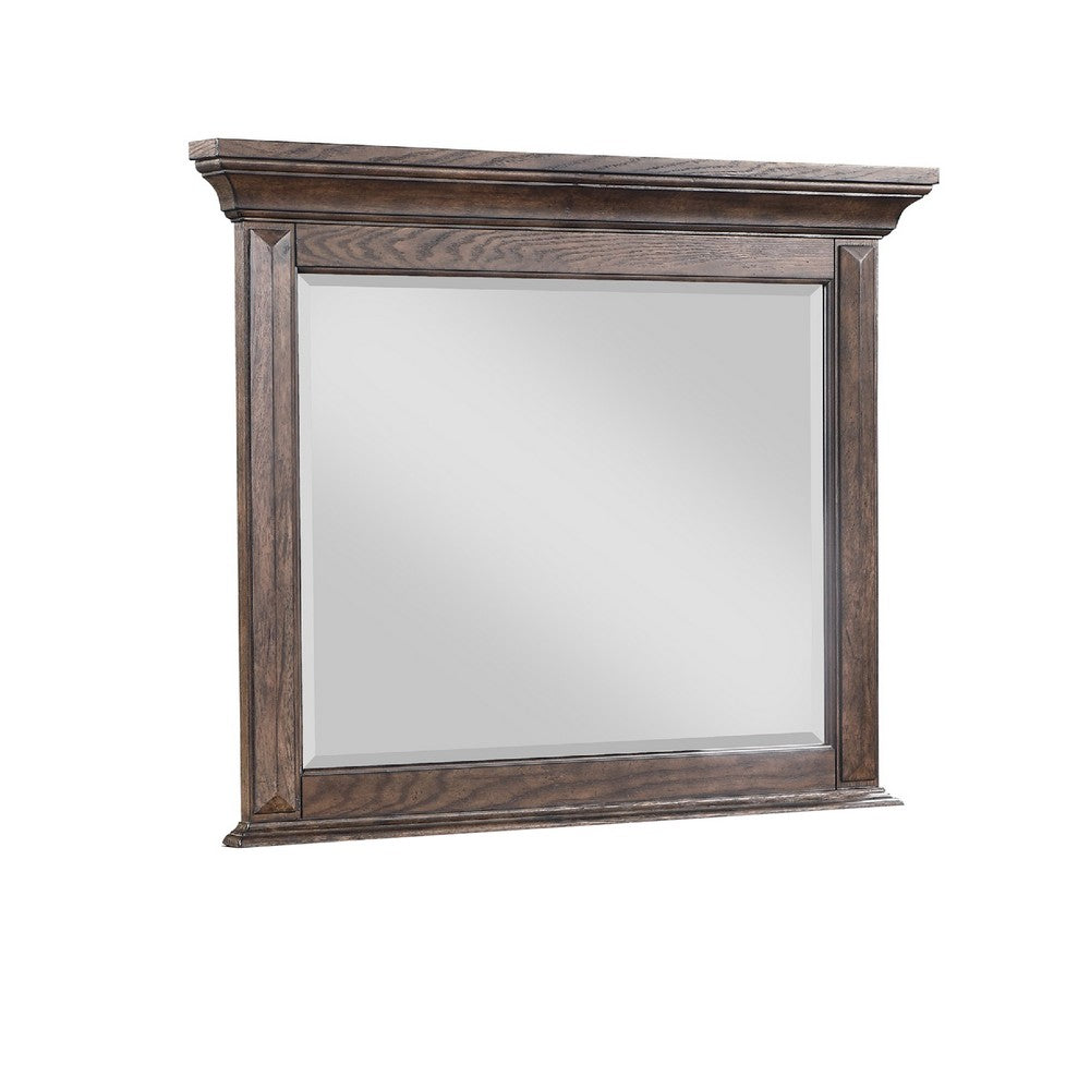 Vesy Dresser Mirror, 48 Inch, Low Distortion Glass, Walnut Brown Wood - BM344823