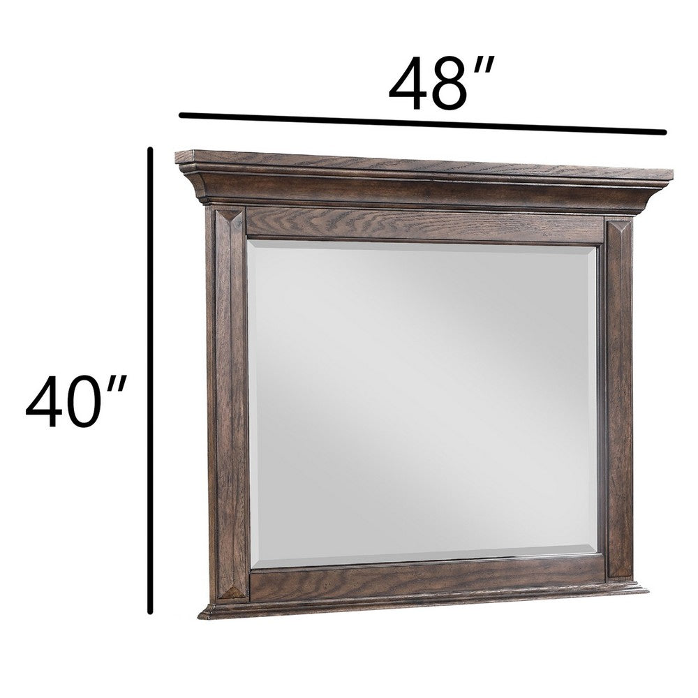 Vesy Dresser Mirror, 48 Inch, Low Distortion Glass, Walnut Brown Wood - BM344823