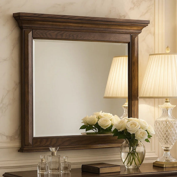 Vesy Dresser Mirror, 48 Inch, Low Distortion Glass, Walnut Brown Wood - BM344823