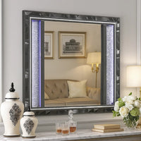 Ren Dresser Mirror, 45 Inch, Crushed Crystal Look Black Laminate, LED - BM344824