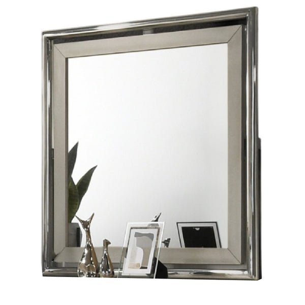 Levy Dresser Mirror, 40 Inch, Light Gray Wood Frame, Low Distortion - BM344825