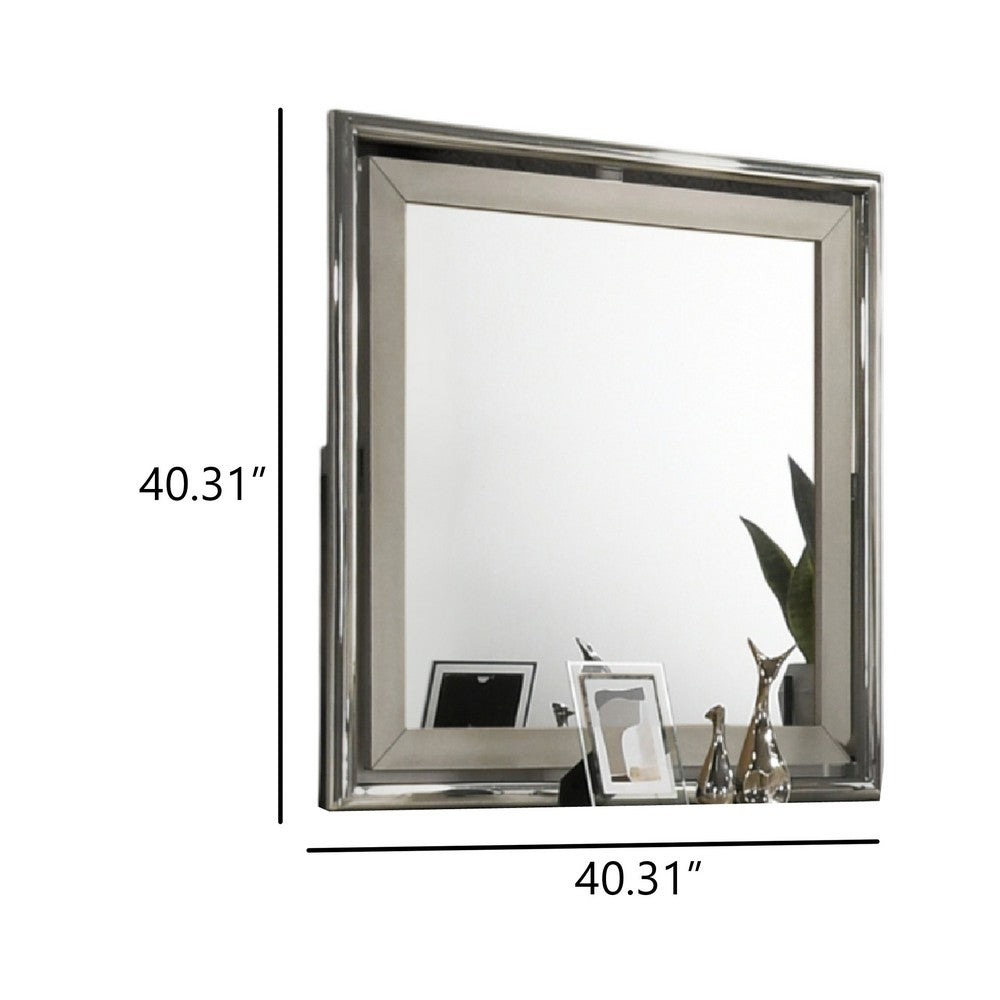 Levy Dresser Mirror, 40 Inch, Light Gray Wood Frame, Low Distortion - BM344825
