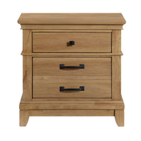 Seny Nightstand, 2 Drawers w Black Handles and 1 Knob, Honey Brown - BM344826
