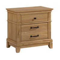 Seny Nightstand, 2 Drawers w Black Handles and 1 Knob, Honey Brown - BM344826