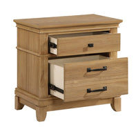 Seny Nightstand, 2 Drawers w Black Handles and 1 Knob, Honey Brown - BM344826