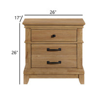 Seny Nightstand, 2 Drawers w Black Handles and 1 Knob, Honey Brown - BM344826