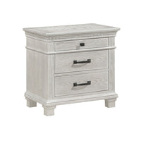 Avy Nightstand, 3 Drawers w Black Handles and 1 Knob, Mist Gray - BM344827