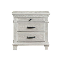 Avy Nightstand, 3 Drawers w Black Handles and 1 Knob, Mist Gray - BM344827
