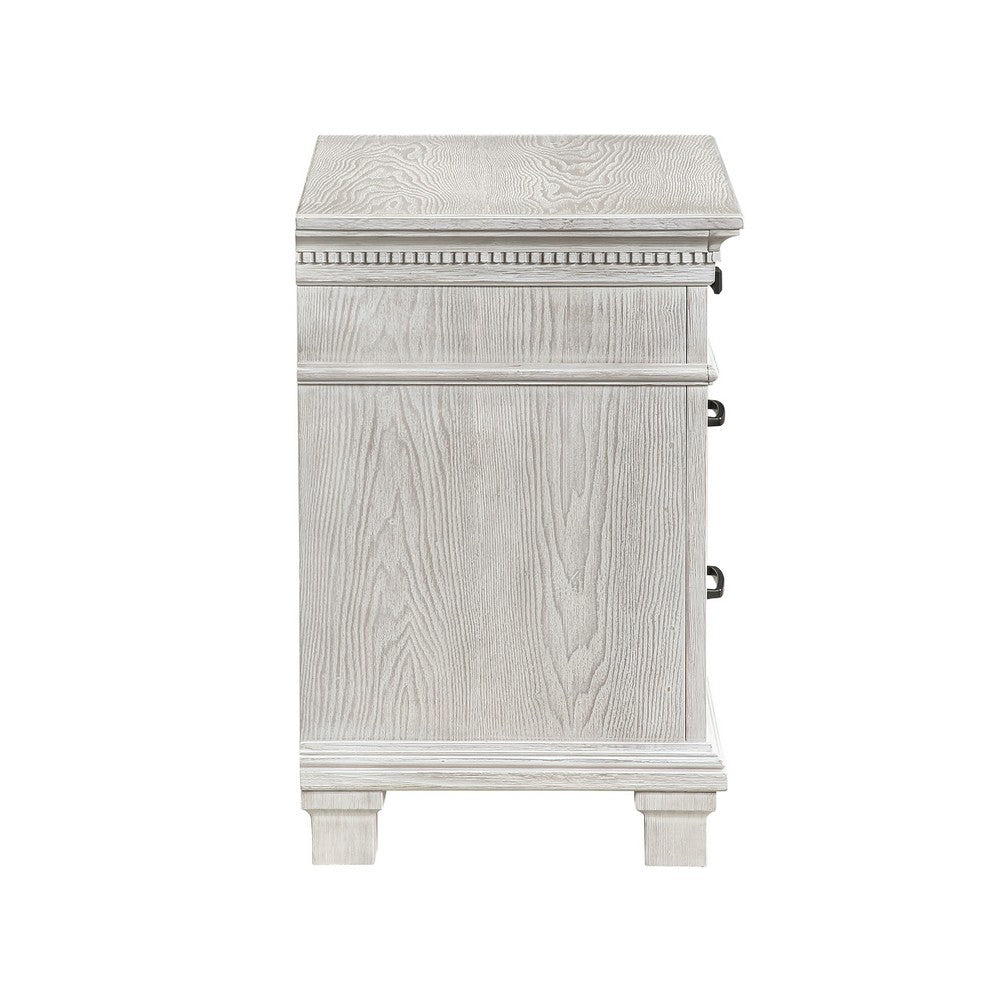 Avy Nightstand, 3 Drawers w Black Handles and 1 Knob, Mist Gray - BM344827
