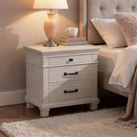 Avy Nightstand, 3 Drawers w Black Handles and 1 Knob, Mist Gray - BM344827
