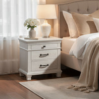 Avy Nightstand, 3 Drawers w Black Handles and 1 Knob, Mist Gray - BM344827