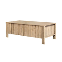 Hay Coffee Table, 47 Inch Rectangular Top, 2 Reeded Drawers, Beige - BM344829