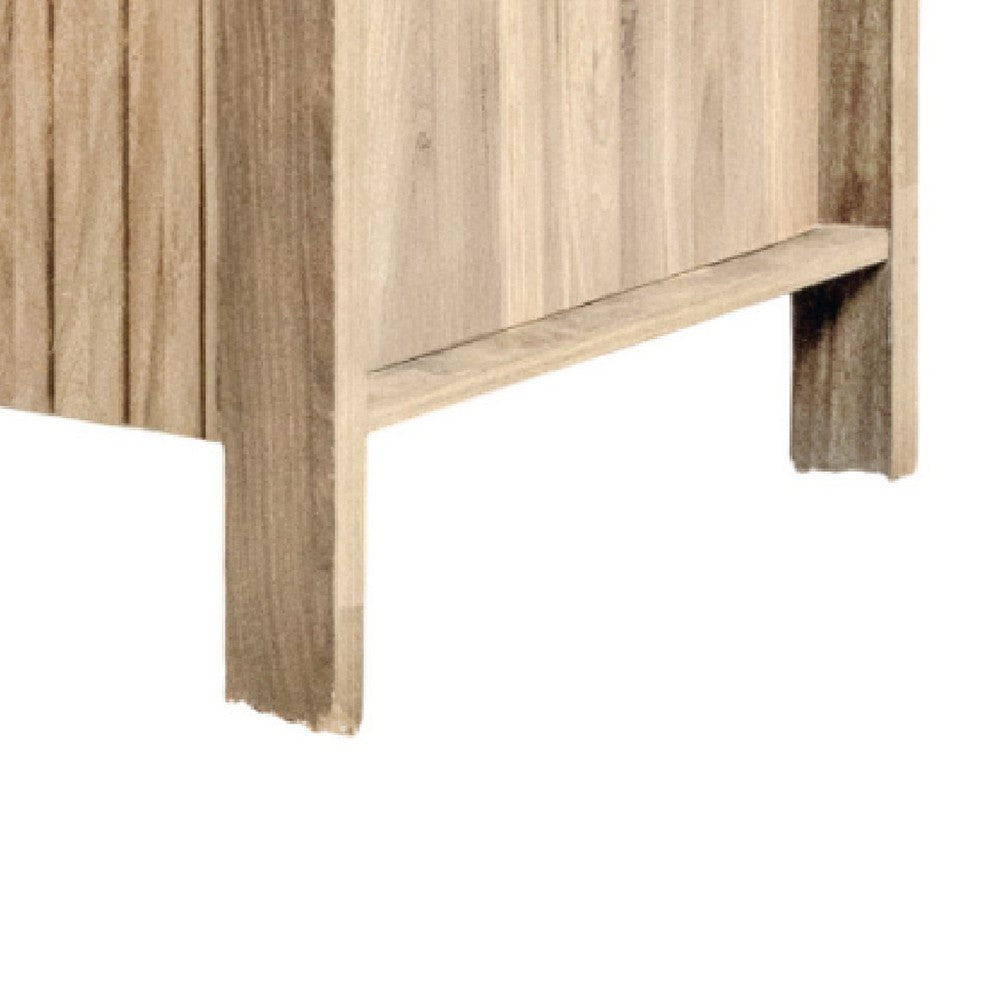 Hay Coffee Table, 47 Inch Rectangular Top, 2 Reeded Drawers, Beige - BM344829