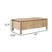 Hay Coffee Table, 47 Inch Rectangular Top, 2 Reeded Drawers, Beige - BM344829
