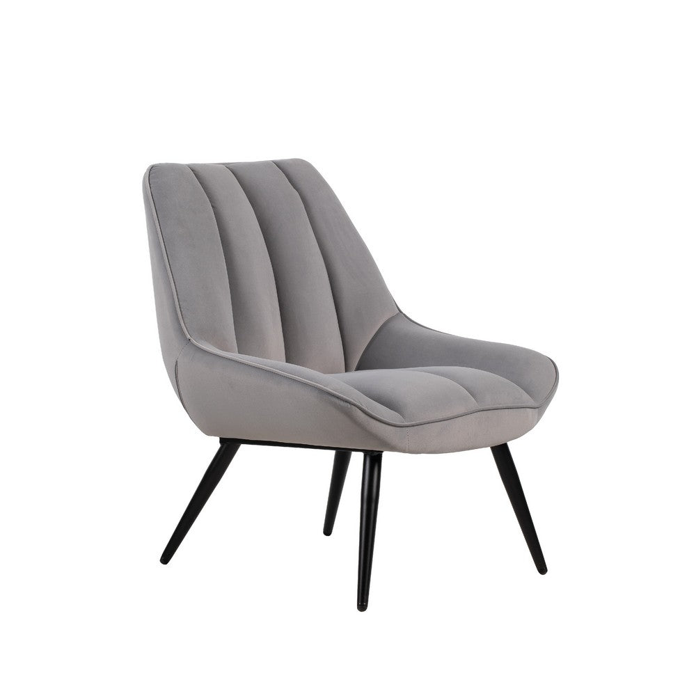 Rea Accent Chair, Tufted Back w Wrap Around Arms, Gray Velvet - BM344831