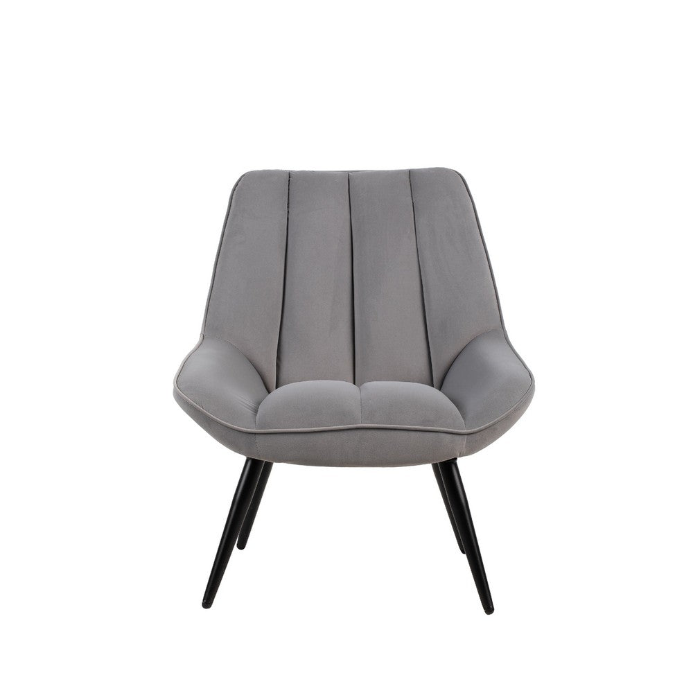 Rea Accent Chair, Tufted Back w Wrap Around Arms, Gray Velvet - BM344831