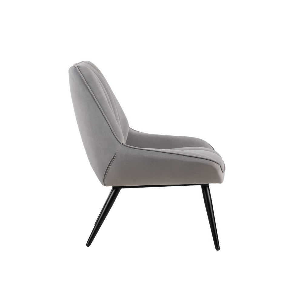 Rea Accent Chair, Tufted Back w Wrap Around Arms, Gray Velvet - BM344831