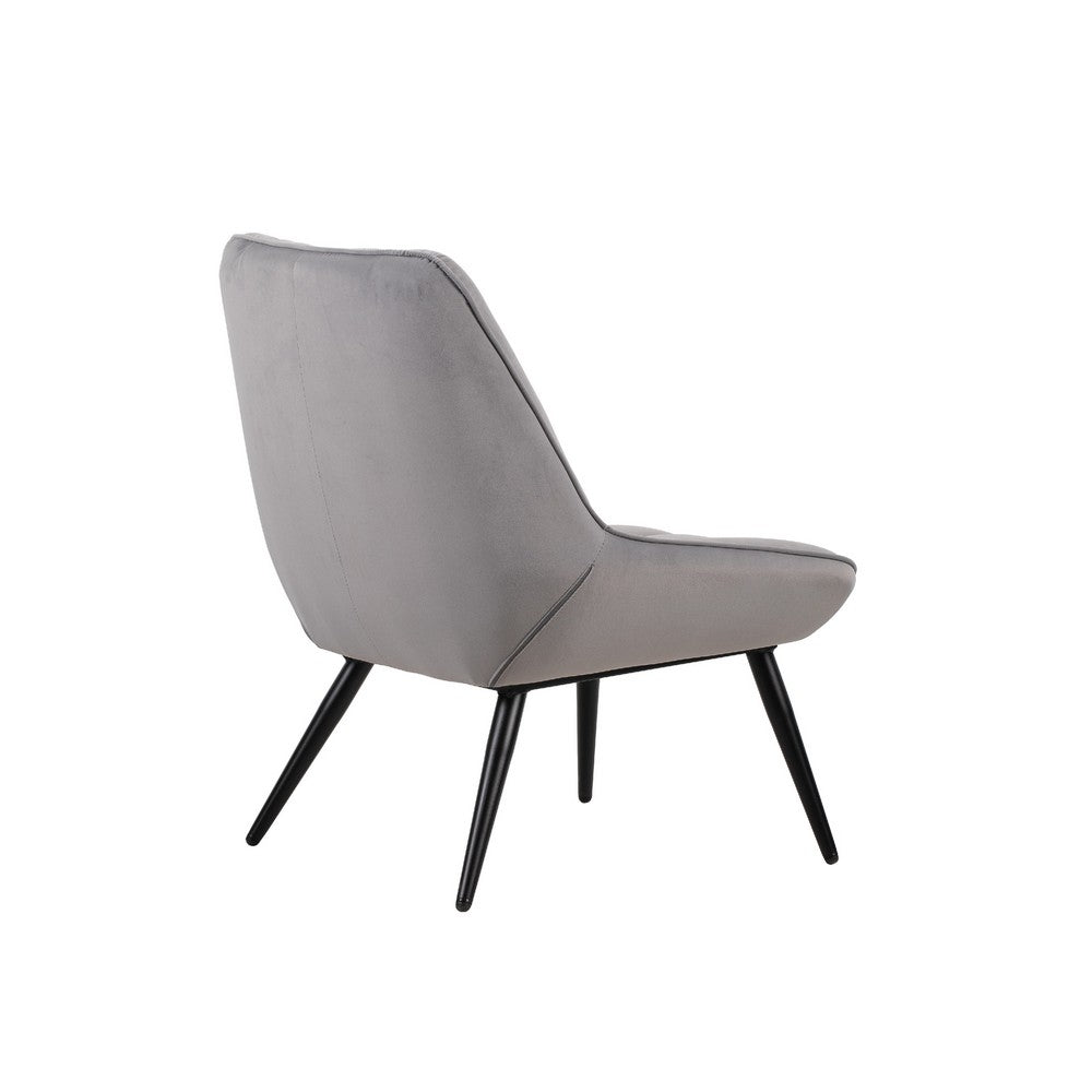 Rea Accent Chair, Tufted Back w Wrap Around Arms, Gray Velvet - BM344831