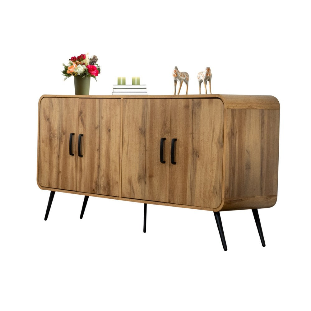 Wea TV Media Console, 63 Inch, 4 Cabinet Doors, Oak Brown Laminate - BM344833