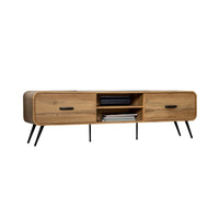 Wea TV Media Console, 71 Inch, 2 Drawers w Open Shelves, Oak Brown - BM344834