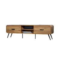 Wea TV Media Console, 71 Inch, 2 Drawers w Open Shelves, Oak Brown - BM344834