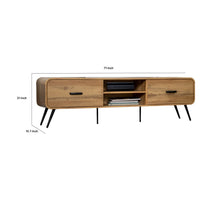 Wea TV Media Console, 71 Inch, 2 Drawers w Open Shelves, Oak Brown - BM344834