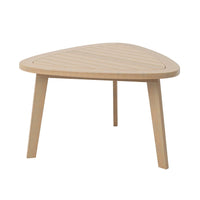 Outdoor Side End Table, 28 Inch Slatted Triangle Top, Natural Brown - BM344835